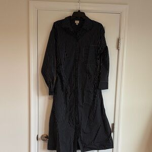 Black and White Striped Midi Dress